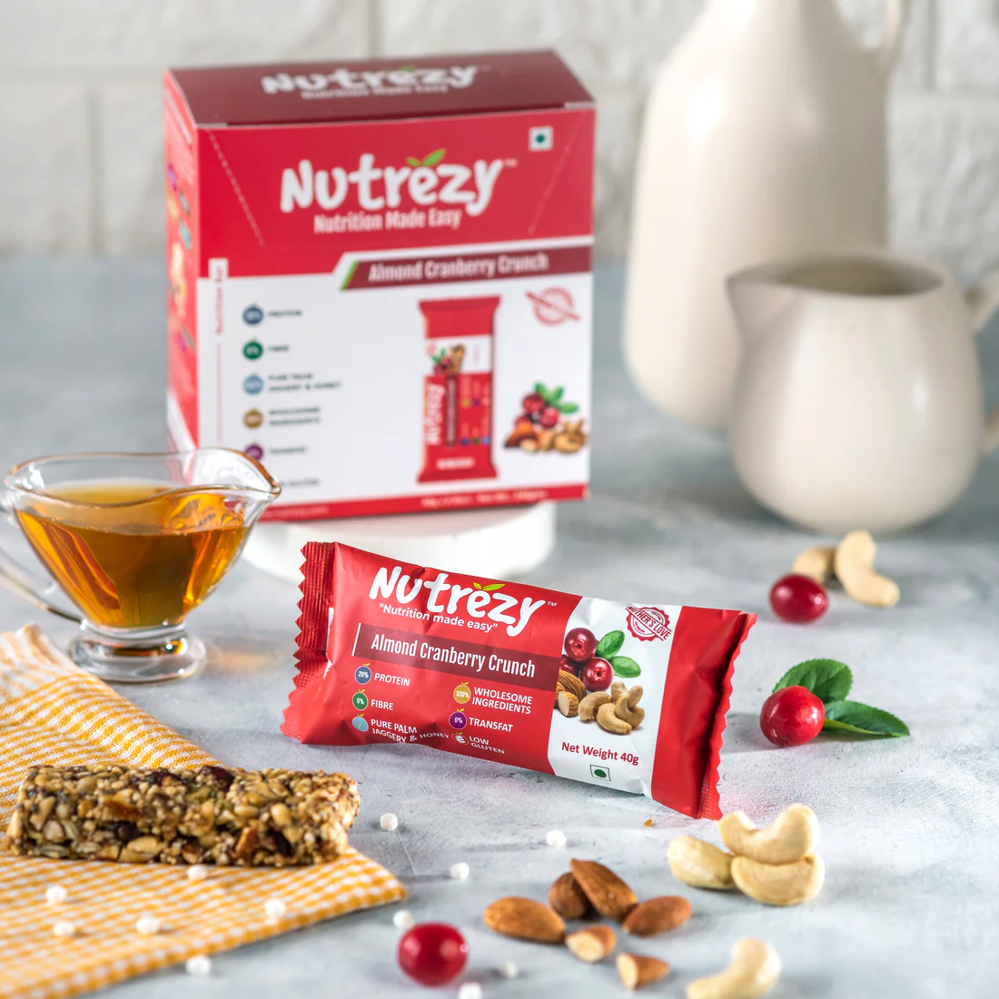 Nutrezy Almond Cranberry Crunch Bar pack of 3 - Image 2