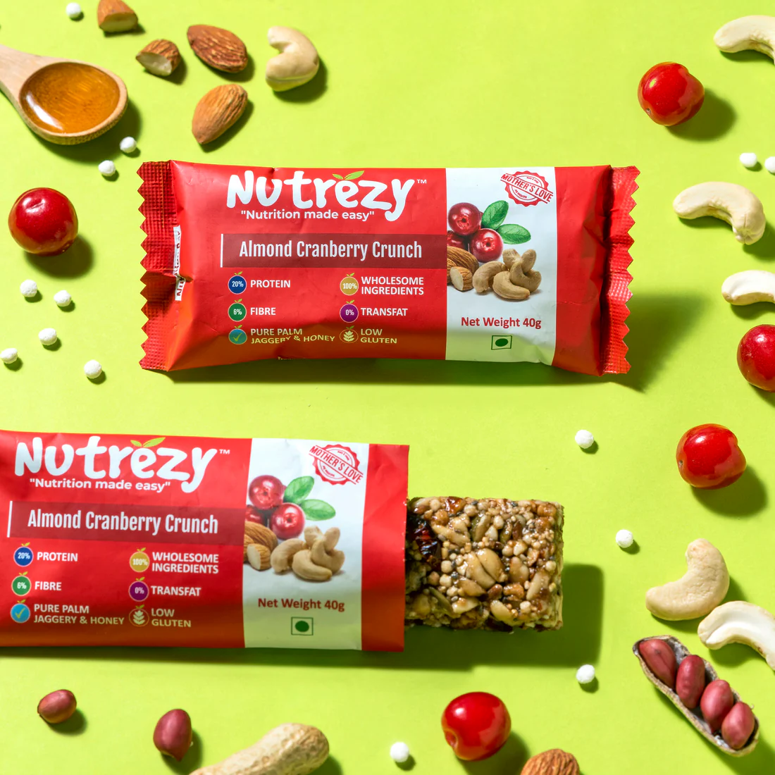 Nutrezy Almond Cranberry Crunch Bar pack of 3 - Image 4